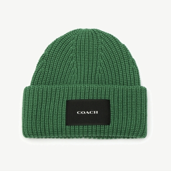 Coach Accessories - Coach Ribbed Knit Beanie Hat – Hunter Green